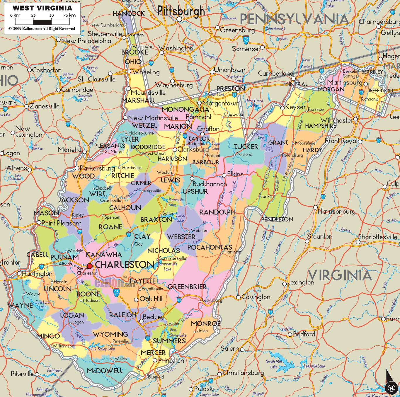 Map of West Virginia